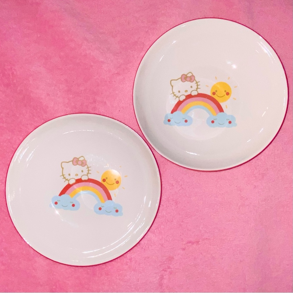 Hello Kitty Rainbow Smiley Face Sunny Ceramic Kitchen Bowl Sanrio Silver Buffalo